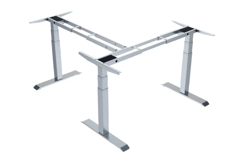 Electric motor driven height adjustable L-shape 3-motor standing desk frame-Vakadesk